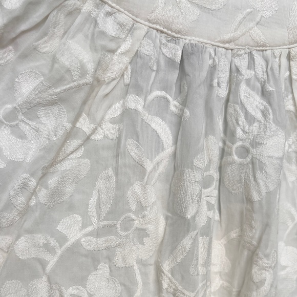 NWT Brixon Ivy Andrina Embroidery Cream Blouse Cropped Sleeves Sz A Rayon - Picture 5 of 10